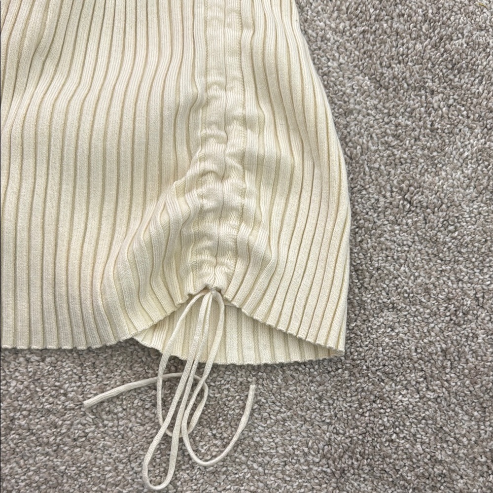 Cream Ribbed Knit Dress - Picture 4 of 4